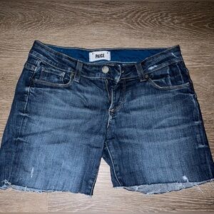 PAIGE Dark Wash Denim Shorts